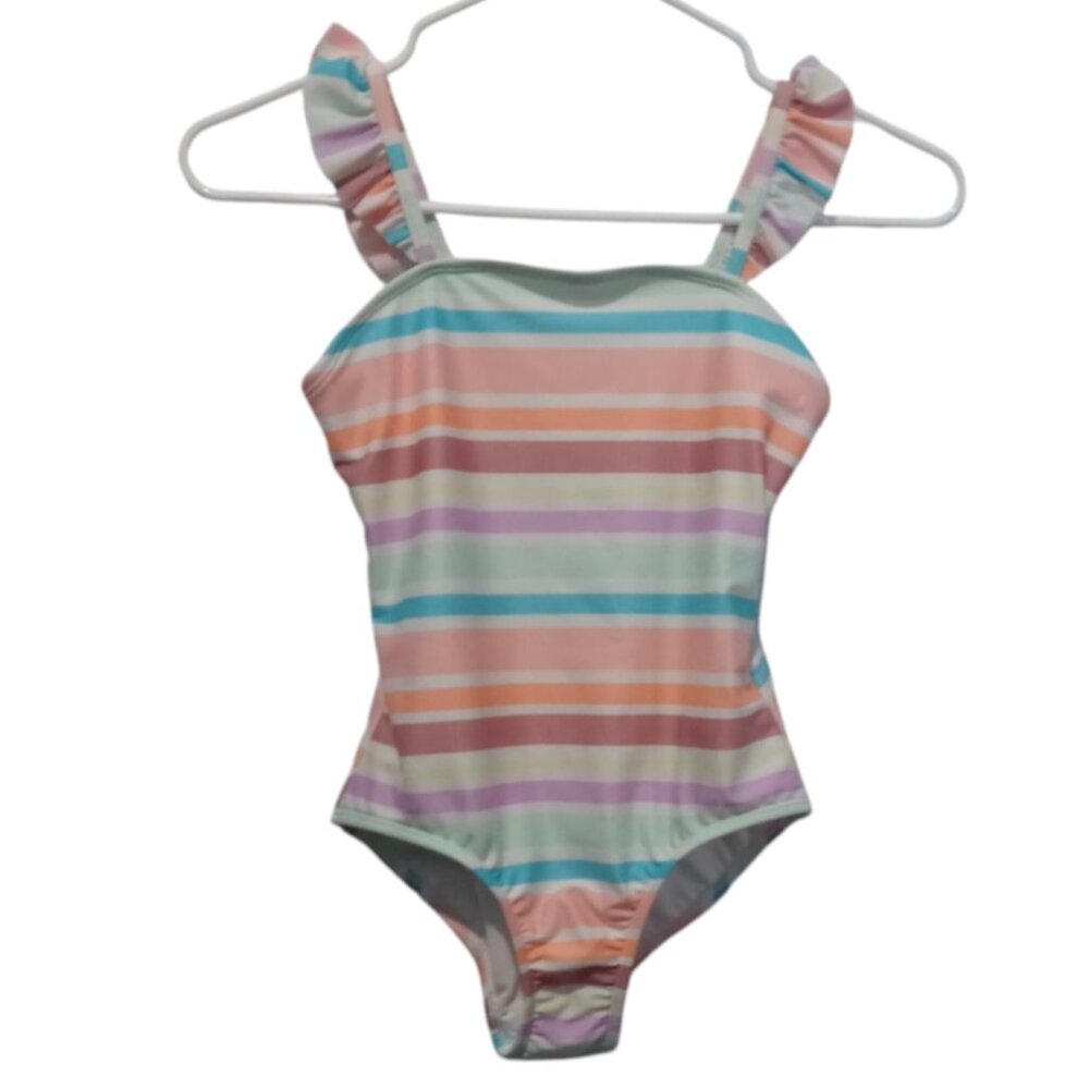 Cat & Jack Girls Multi Striped Swimsuit Size Medium (8)